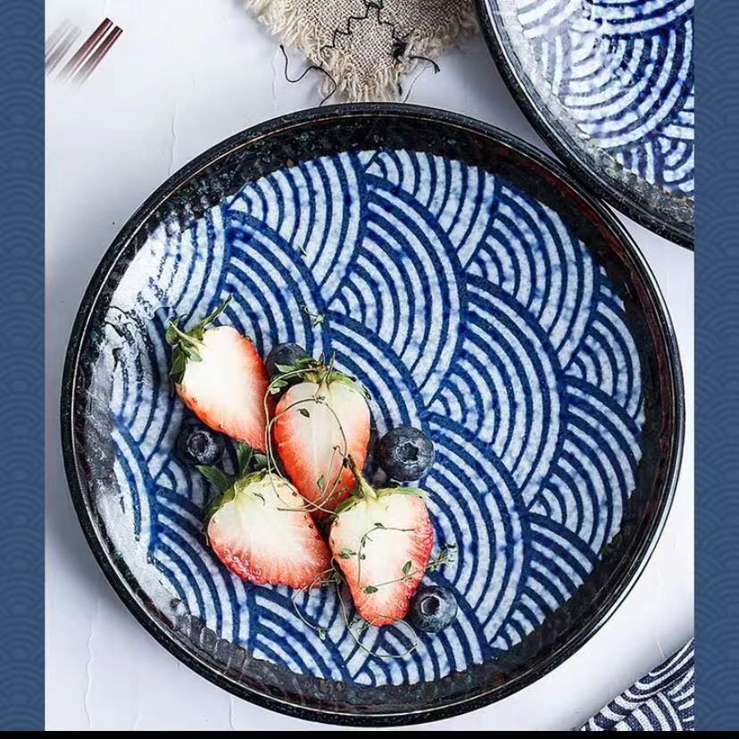 利利家青海波系列 日本进口家用高颜值碗圆盘方盘