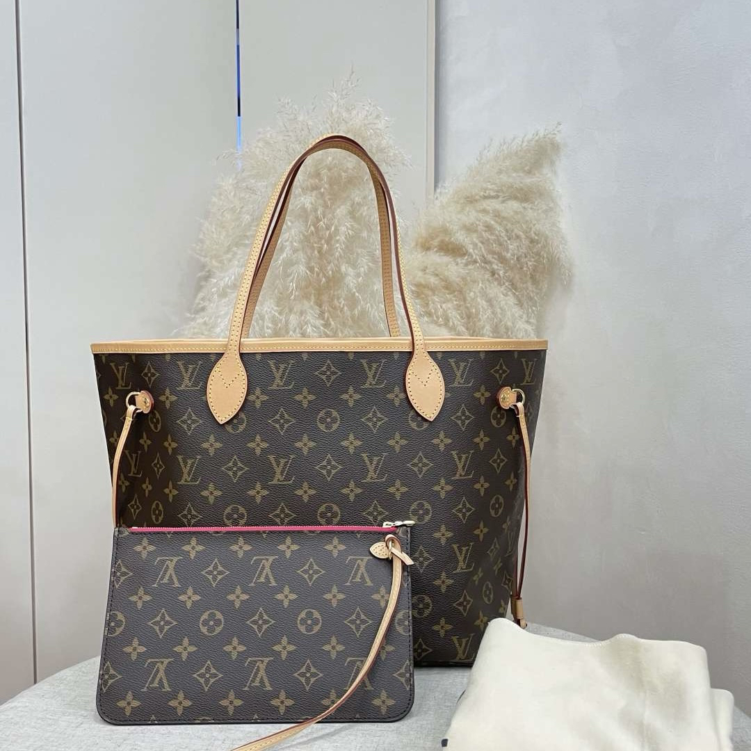 99新 LouisVuitton/路易威登 neverfull 中号购物袋 时尚经典托特