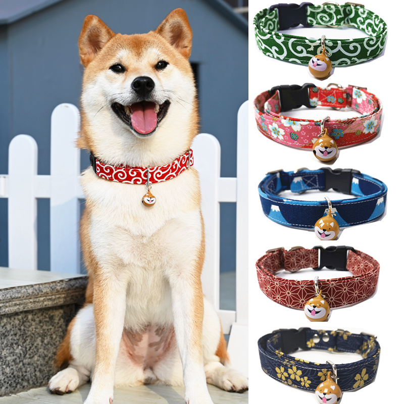 唐草纹柴犬牵引绳 宠物狗狗柯基泰迪项圈脖套颈圈和风日式遛狗绳