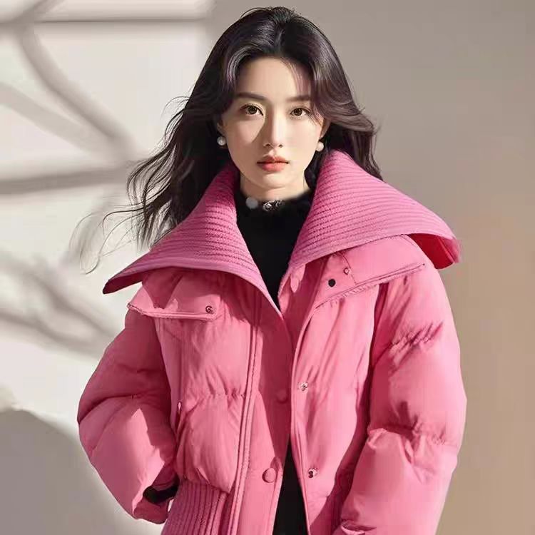 冬装厚绒短款羽绒服高腰外套8158小个子显高款