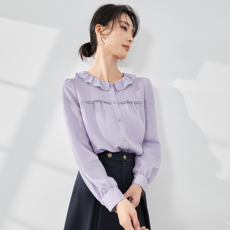 【青梅】衬衫女长袖设计感2023新款时尚优雅气质衬衣8393156