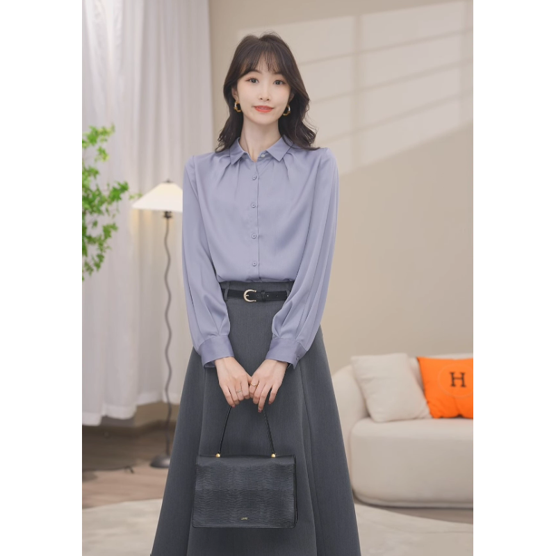 【青梅穿搭】衬衫女长袖设计感2024春气质简约百搭时尚宽松通勤衬衣