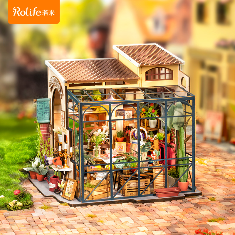 【上海玩具展】新版艾米莉花店若来DIY木质小屋艺术屋升级版