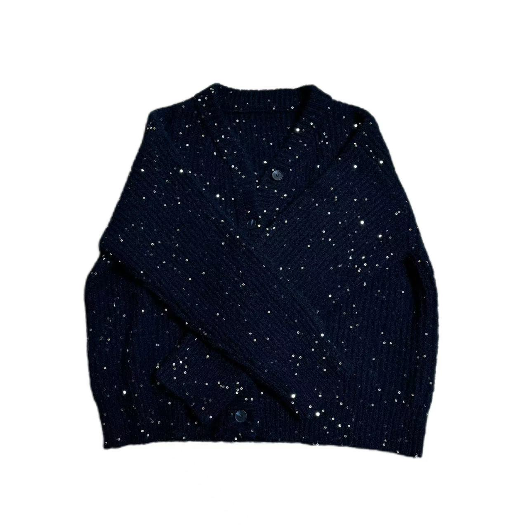 Mardialab涂月（Dusk）星空秋冬亮片开衫毛衣女