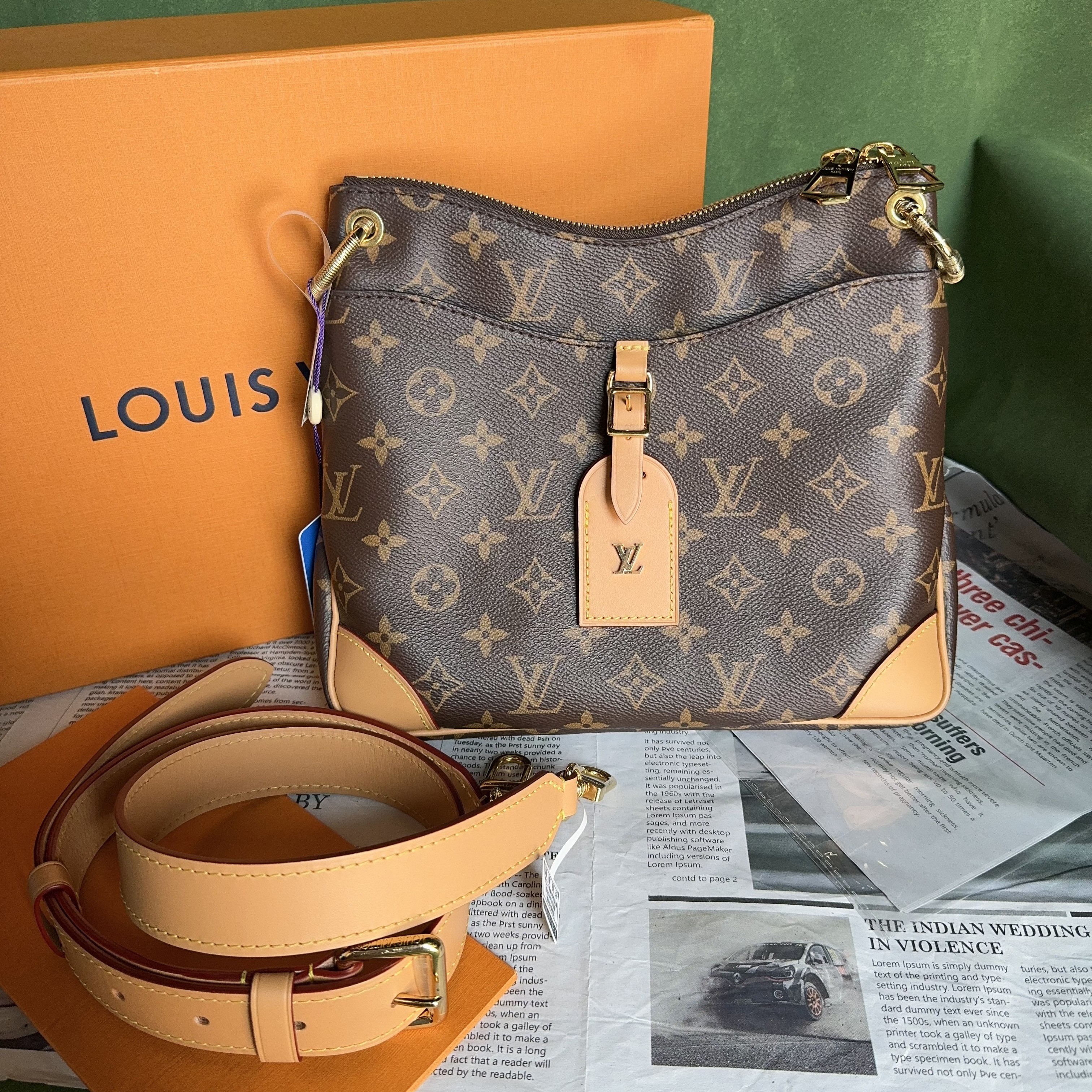 95新 LouisVuitton/路易威登 JM/老花小号odeon单肩包/芯片款