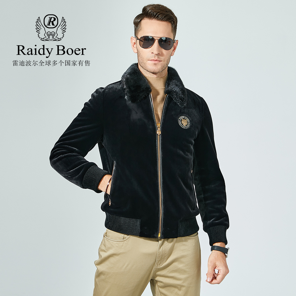 Raidy Boer/雷迪波尔秋冬新款男士时尚贵气翻领金丝绒夹克3022-70