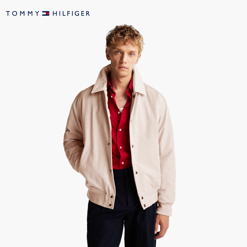Tommy25秋冬男装美式休闲复古挺括肌理翻领轻薄棉服夹克外套37675