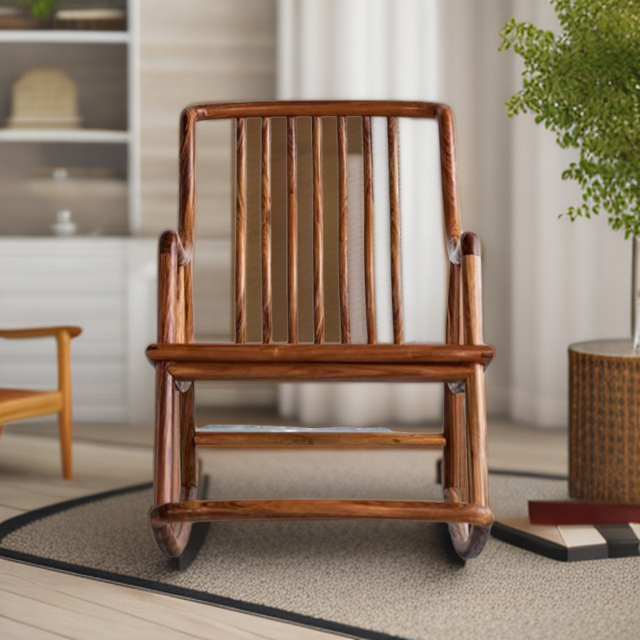 乌金木懒人摇摇椅新中式胡桃木实木家具实木家用简约休闲椅