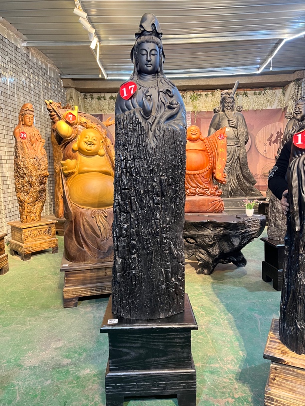 红椿乌木如意观音落地摆件