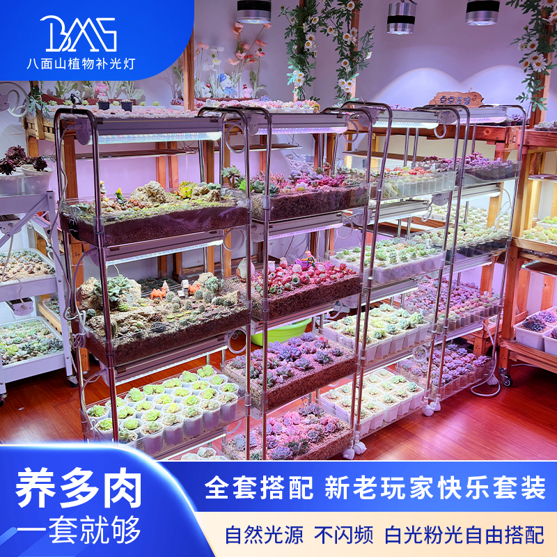八面山便携室内家用透明小推车带轮子多肉补光灯小型花架推拉配套