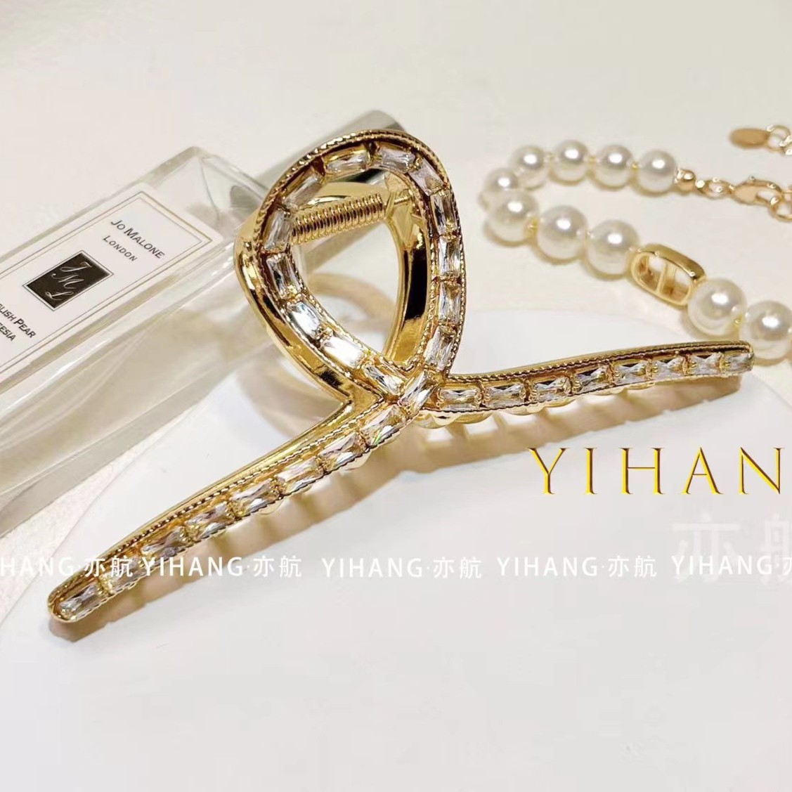 合金发饰 中国锆石设计合金抓夹中号年轻时尚气质韩系超仙鲨鱼夹