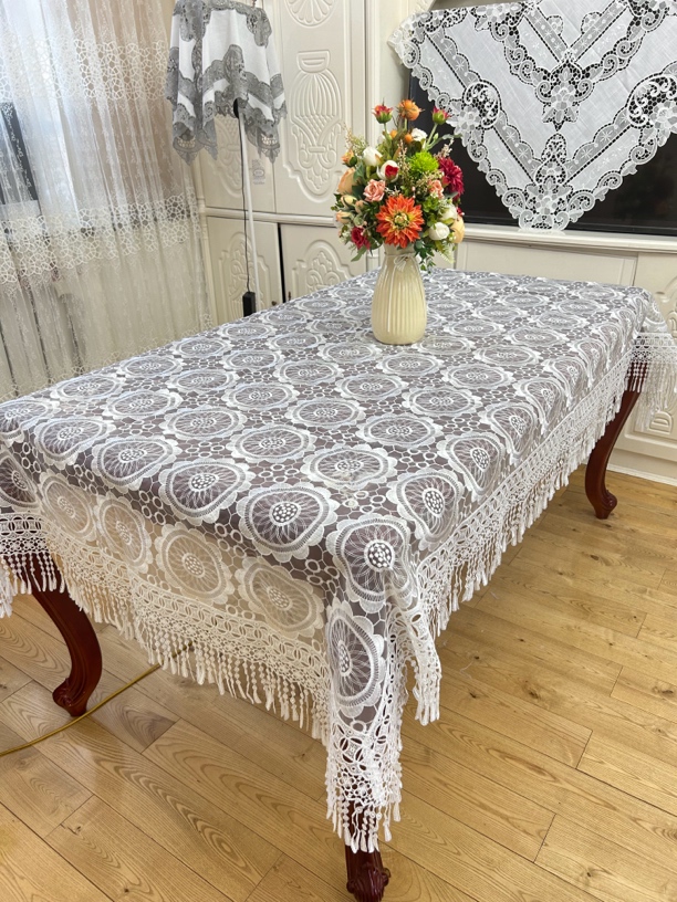 NAJIYA-1778 欧式 桌布茶几布长方形桌布简约家用水溶花边 餐桌布
