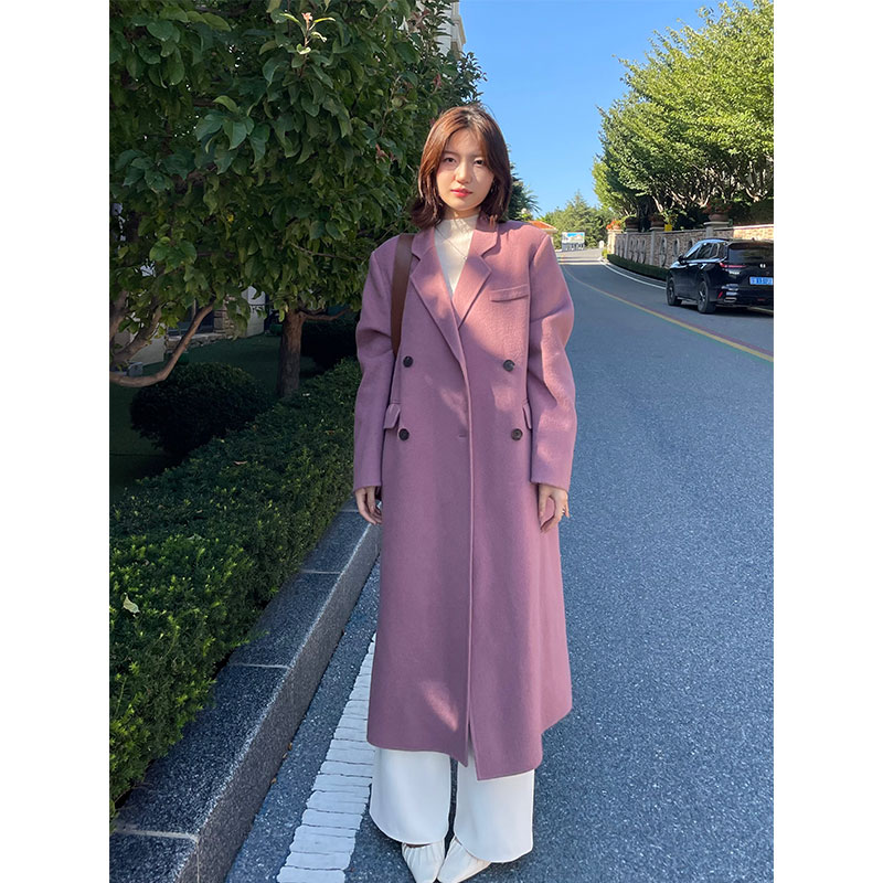 大连如意秋冬25新款双面羊毛大衣女正肩直筒简约百搭时尚毛呢外套