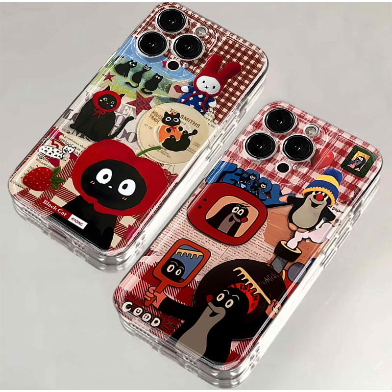 猫咪鼬鼠iphone15苹果手机壳14promax卡通13pro透明12新年11红色e