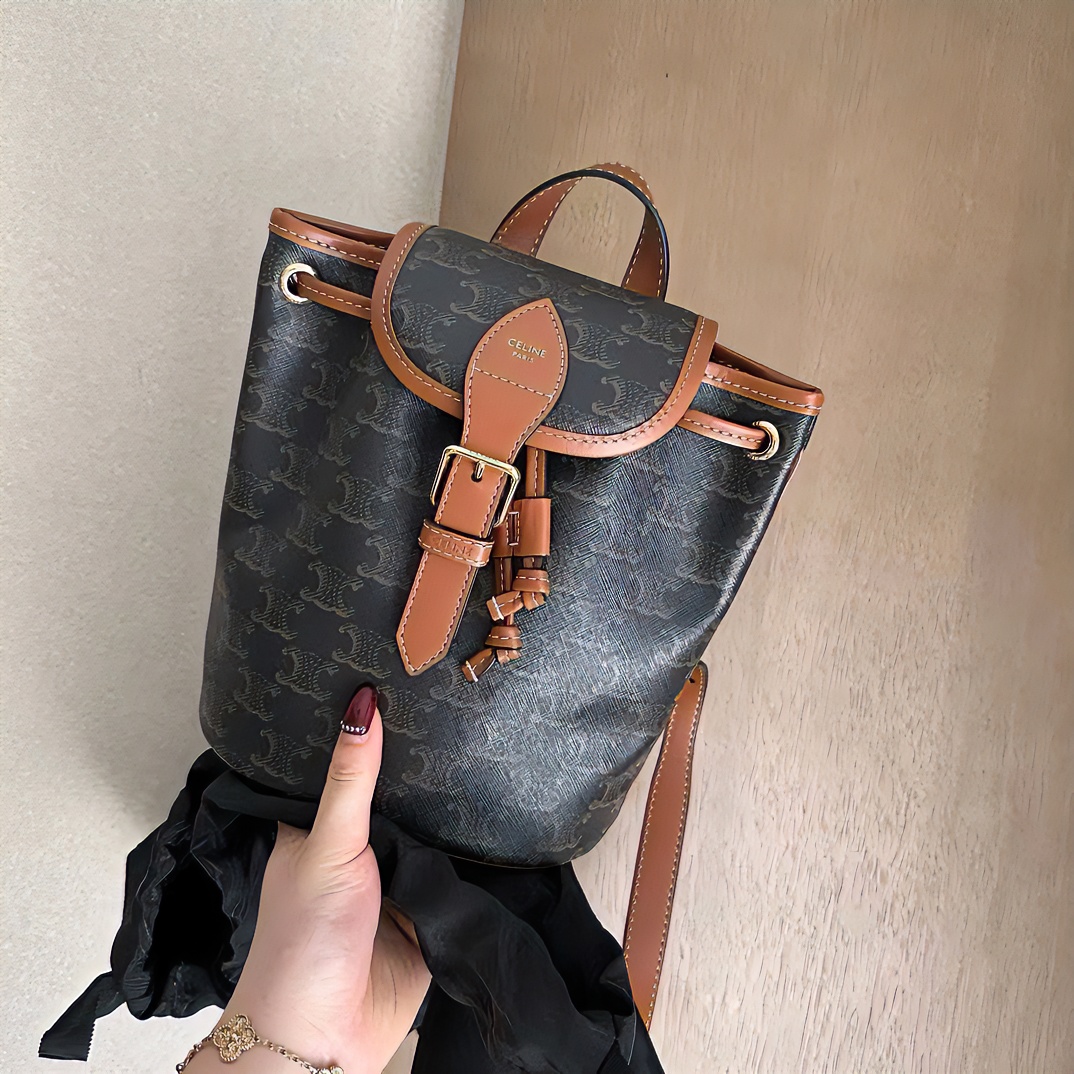 未使用 Celine/思琳 celine凯旋门双肩包/香菜奢品/经典/时尚/