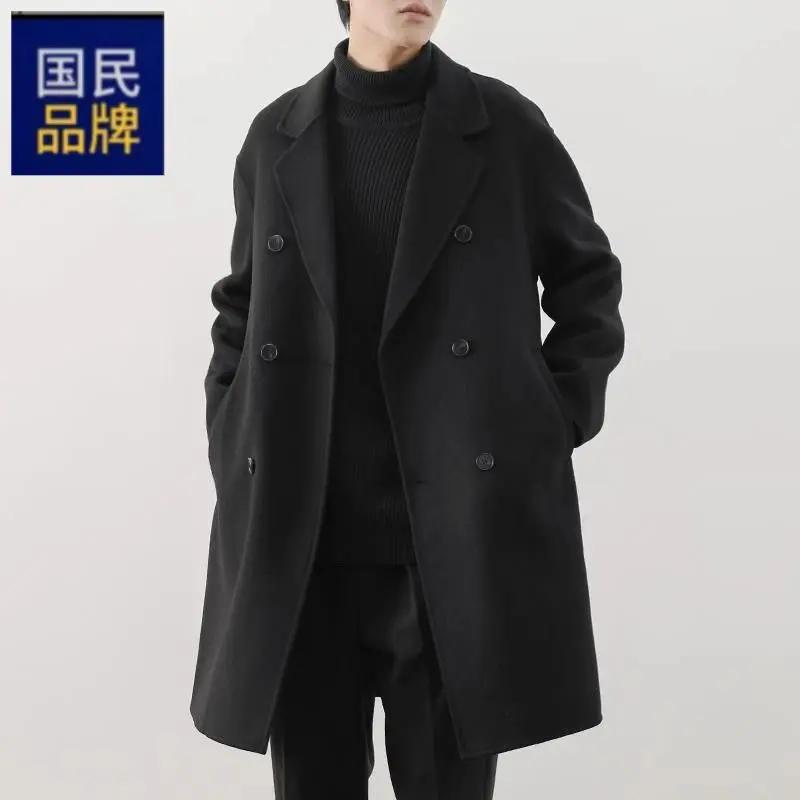 【小扬哥推荐】双面呢大衣男士中长款过膝韩版宽松高级感冬季双排