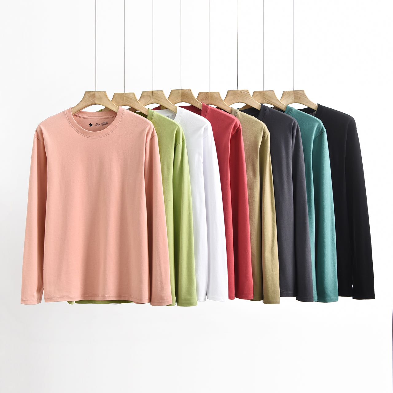 打底衫女内搭百搭情侣款纯棉三本针舒适基础色长袖圆领上衣G-2024