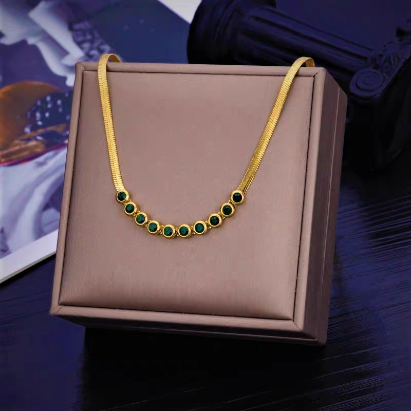 钛钢仿水晶项链 气质复古简约项链欧美潮性感短款颈链个性锁骨链