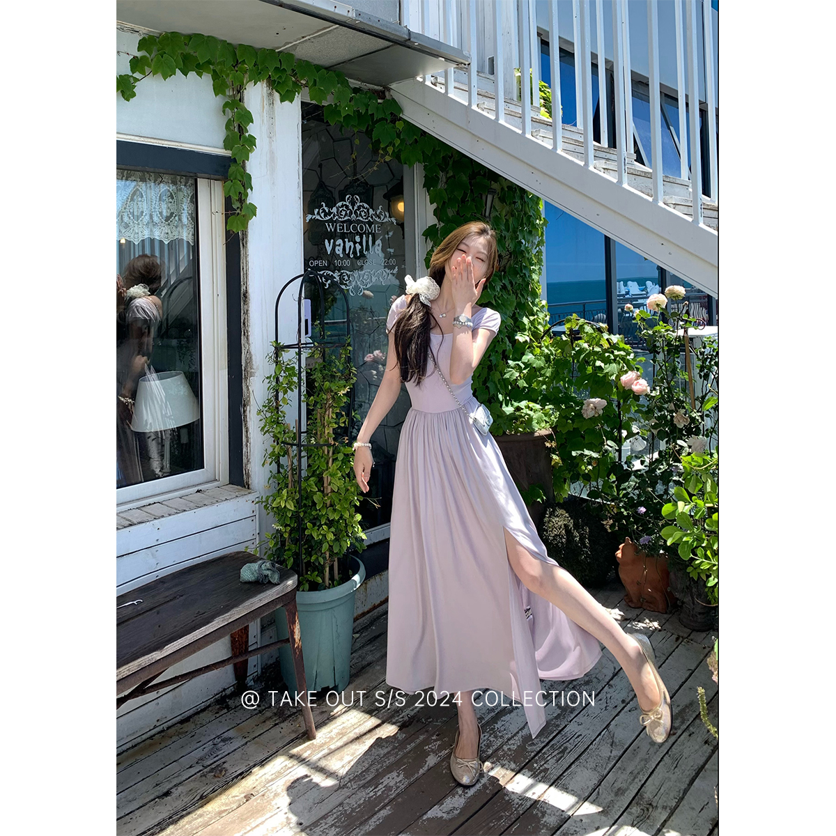 外卖到了【私有浪漫】夏季法式气质温柔风方领短袖连衣裙-WM4ESL10