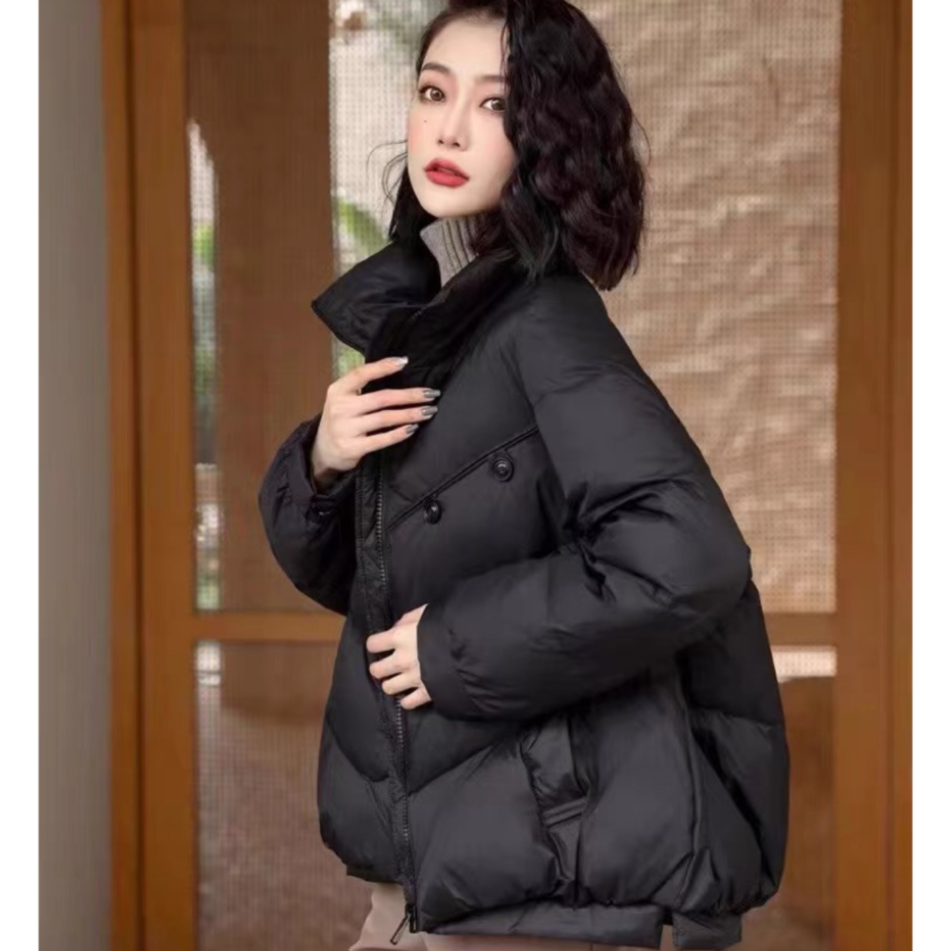 两粒扣羽绒服女立领时尚百搭冬季保暖外套ZQ0803