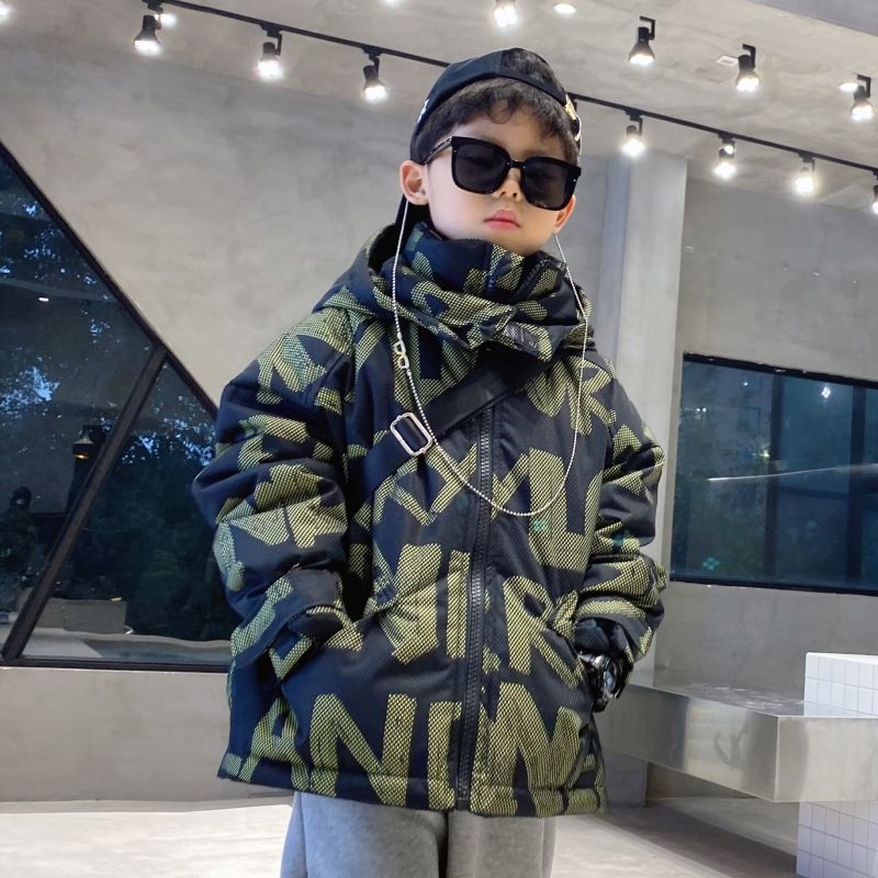 2023百搭男童冬装服年新款洋气宝宝夹外套潮儿童韩版加厚袄潮服男