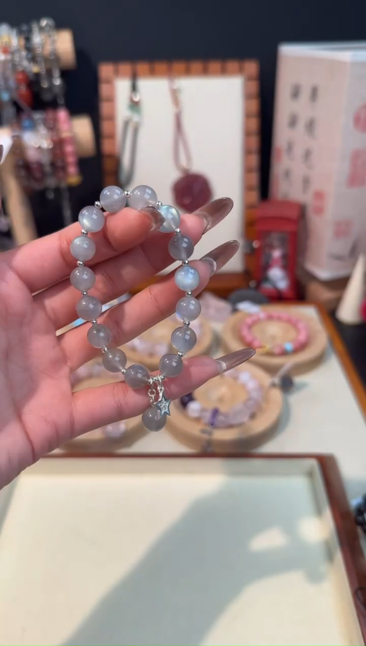 【闪购商品】月光石手串未镶嵌灰月星星款