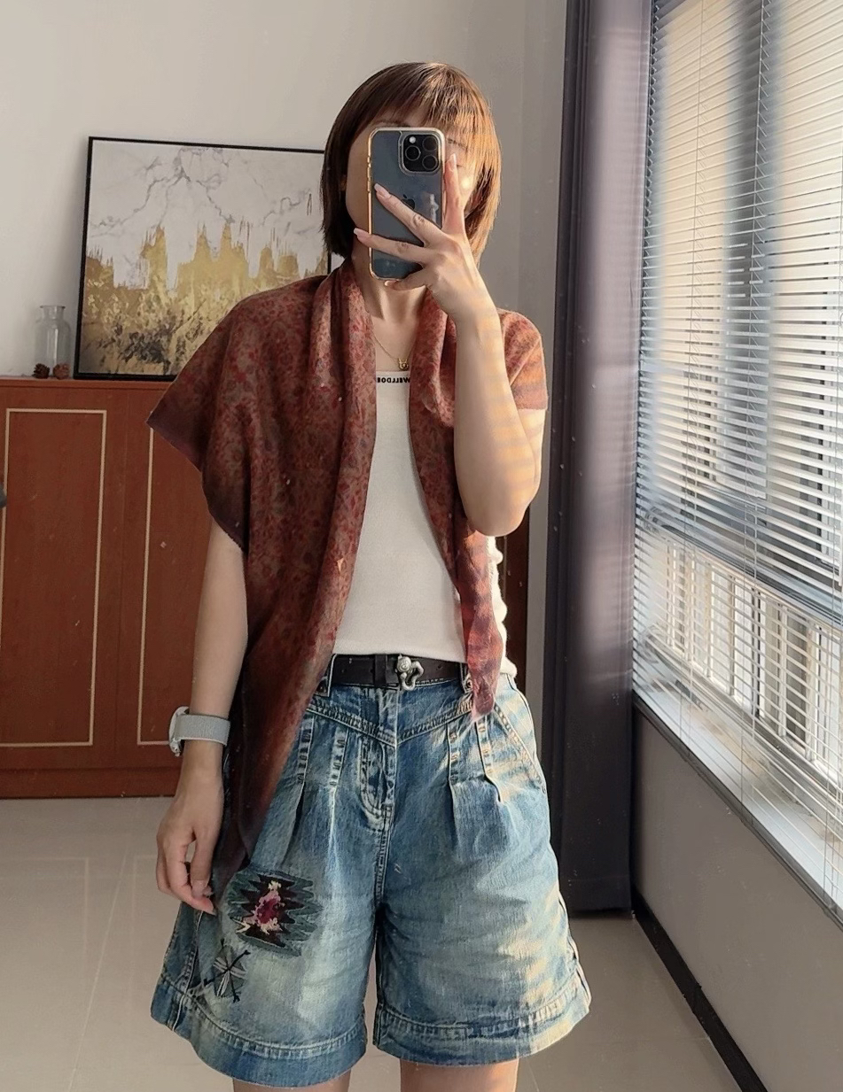 纯山羊绒220支精纺围巾方巾披肩百搭复古风格