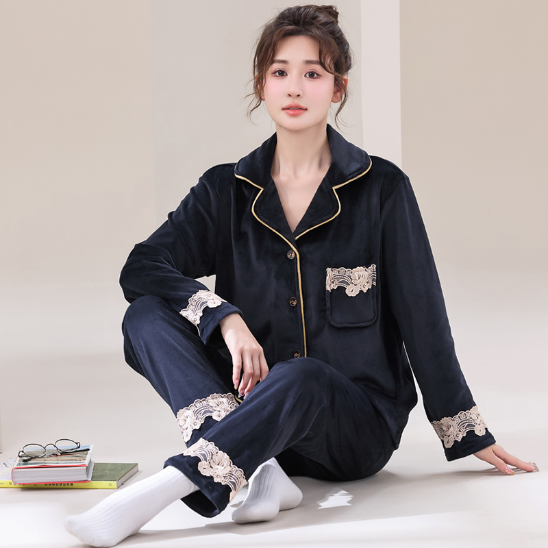 睡衣女款冬季2025年新款海岛绒春秋款套装清丽秋冬款可外穿家居服