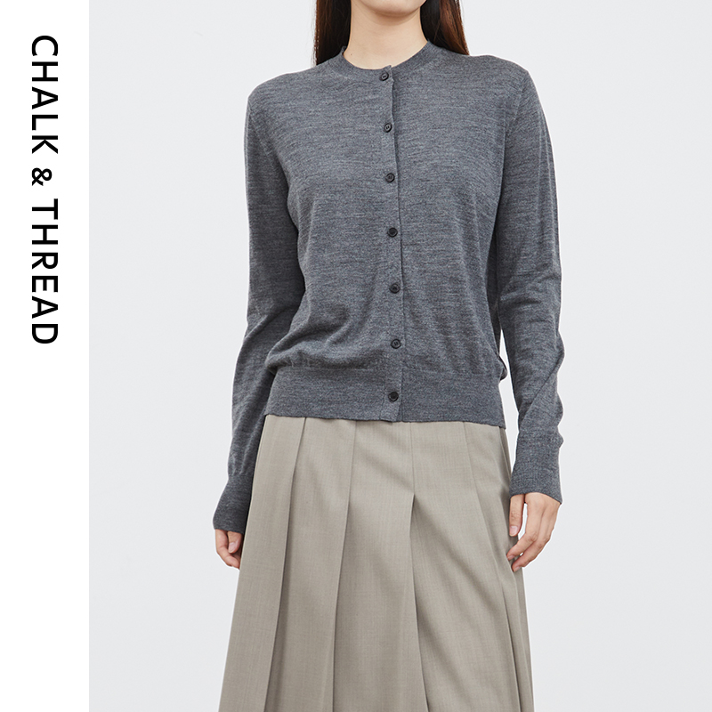 CHALK&THREAD轻薄小圆领针织开衫