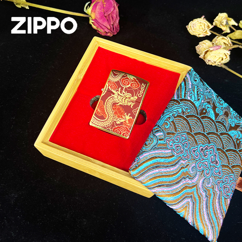ZIPPO打火机正版 镀金国潮龙 男士礼物送礼防风打火机DY9802BJ