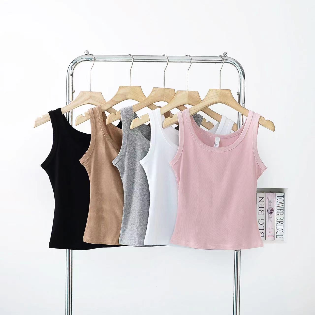 五色螺纹收腰背心遮副乳大弹力纯色女士美背女背心打底  