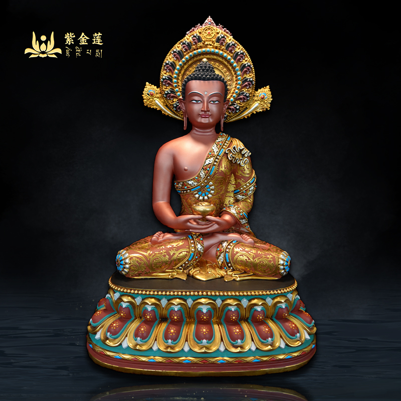 紫金莲  彩绘【阿弥】27cm/36cm/55cm藏式工艺手工錾刻家居摆件