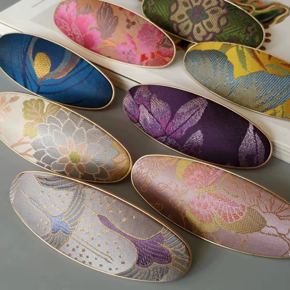 复古中式宋锦香云纱发夹手工布艺发卡国风弹簧夹