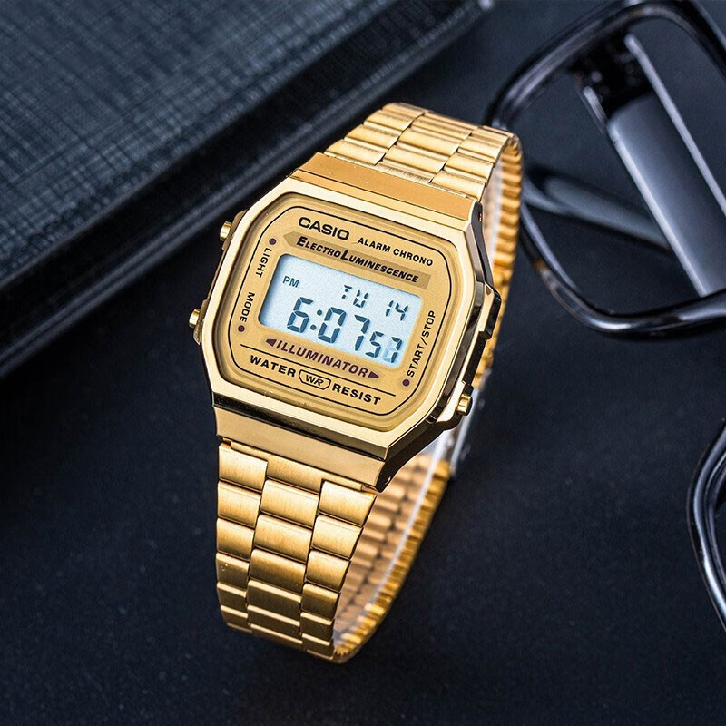  卡西欧（CASIO）学生运动经典复古小方块男表 A168WG-9W