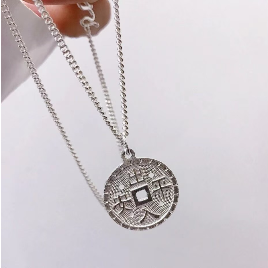 坠链均足银 足银经典时尚中小学生出入平安健康快乐平安扣项链