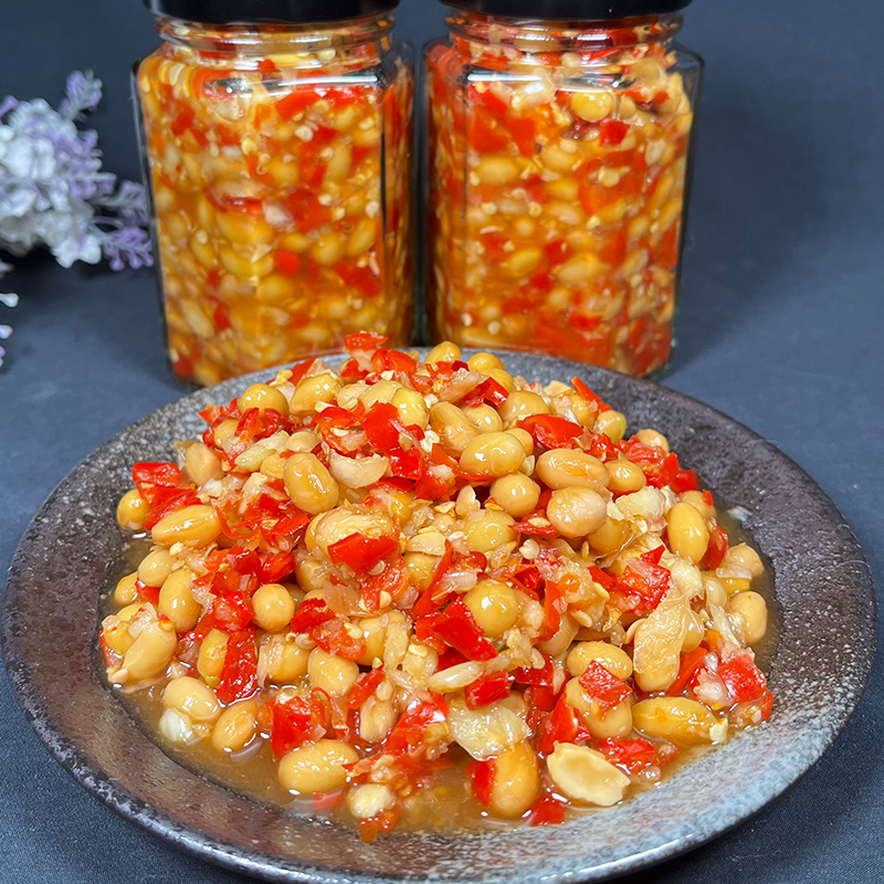 江西特产黄豆辣椒酱黄豆酱香辣下饭拌饭辣酱无油清爽玻璃瓶210克