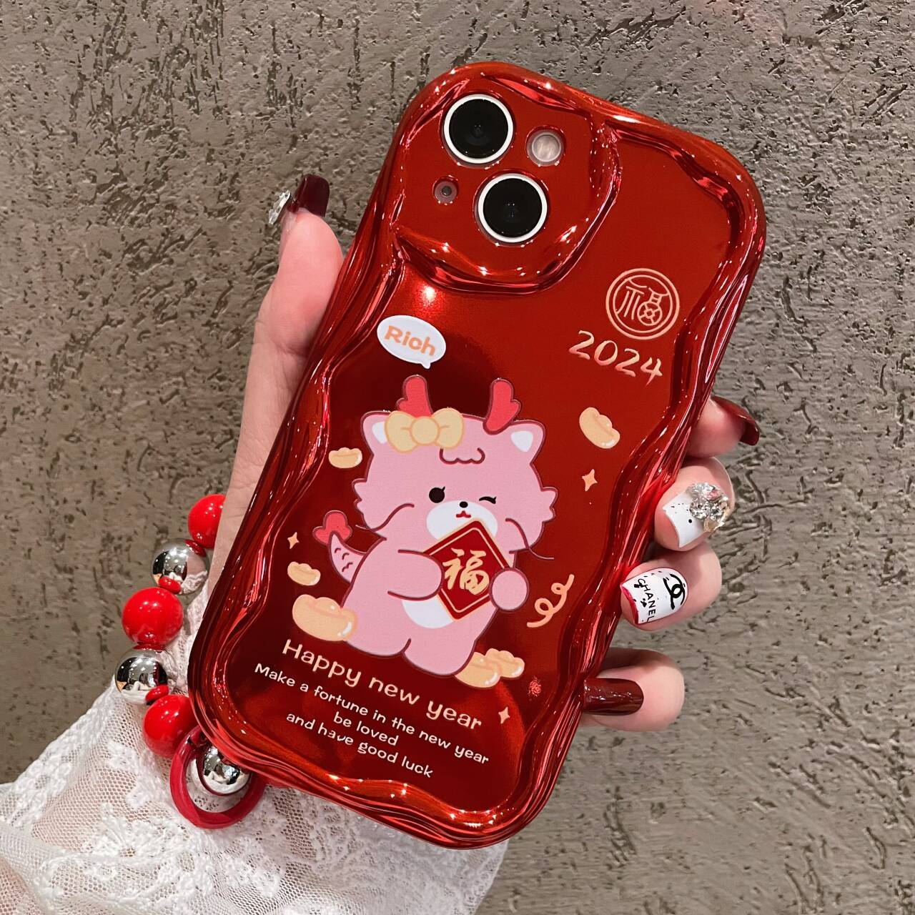 新年快乐龙iPhone15华为/vivo/oppo/小米硅胶防摔手机壳新