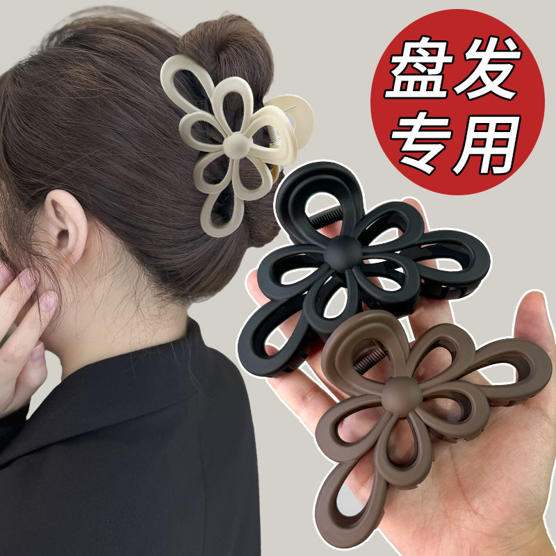 蝴蝶结抓夹高级感盘头发抓夹发夹后脑勺鲨鱼夹白发发卡优雅大抓夹