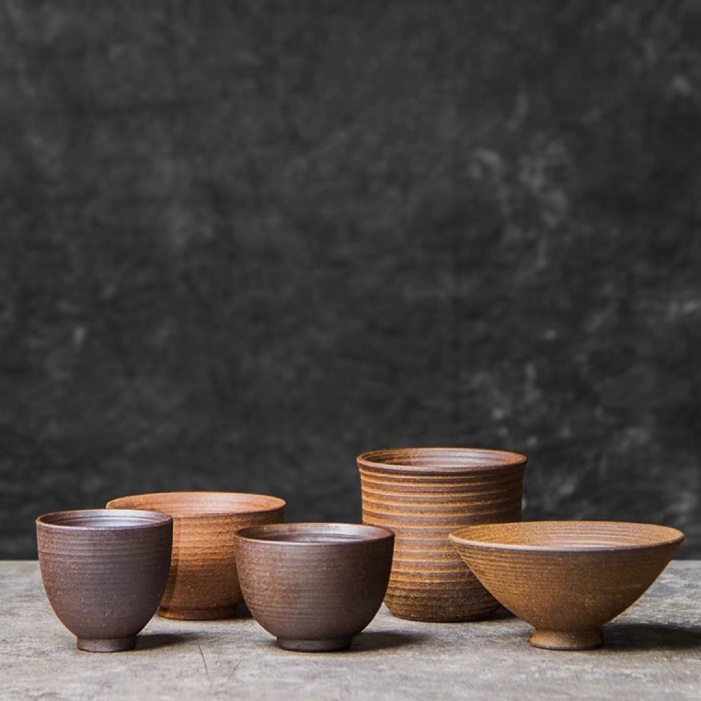 手工复古粗陶茶杯日式柴烧陶瓷品茗杯土陶普洱茶碗斗笠杯主人杯大