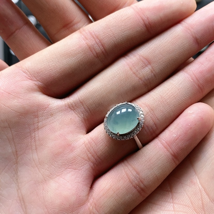 【闪购商品】翡翠戒指银S925镶嵌青*呦