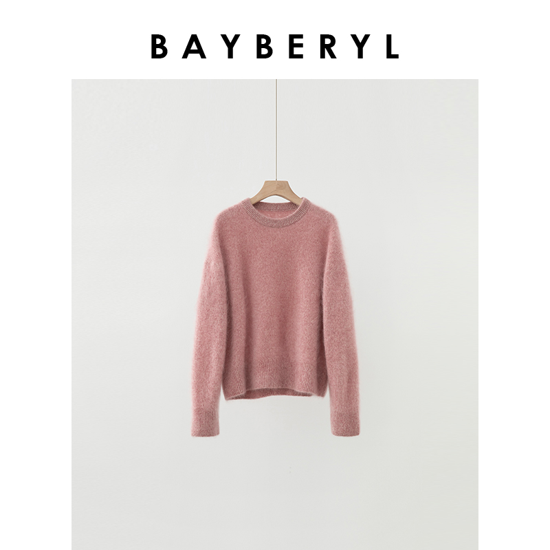  Z7-BAYBERYL老贝樱花*纱粉减龄圆领柔软套头针织衫ZZS4K1625