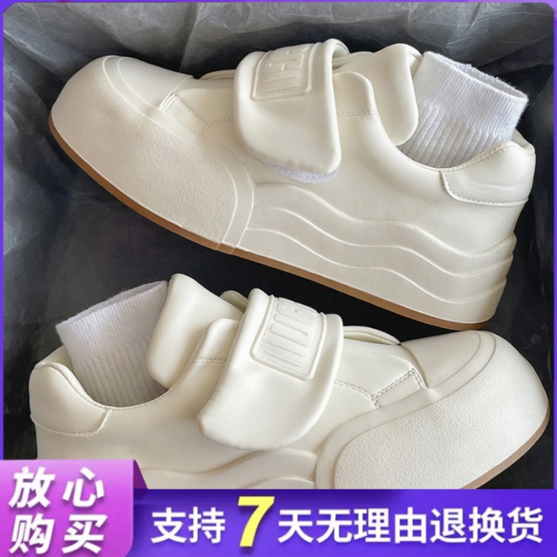 秋季回力休闲鞋时尚百搭潮流低帮运动松糕厚底魔术贴小白鞋女款
