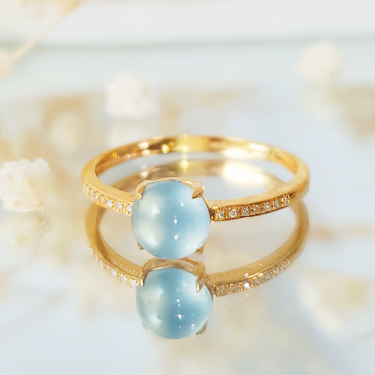 18K金白冰翡翠戒指 G4359