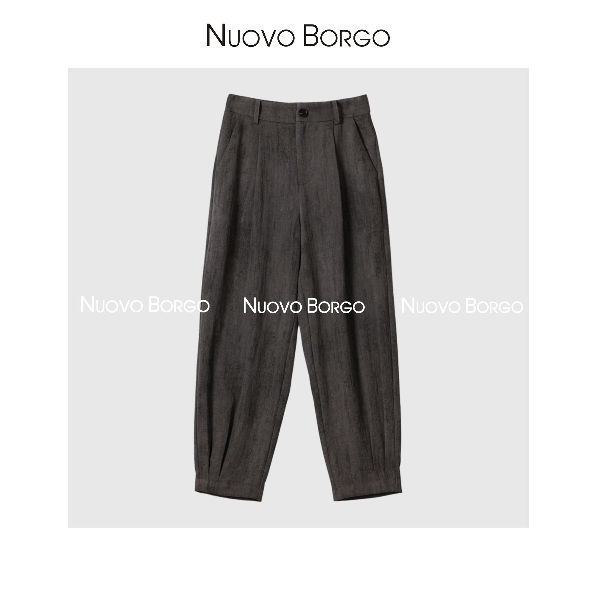 Nuovo Borgo棉麻休闲裤夏季薄款后松紧九分哈伦裤萝卜裤Y182/0667