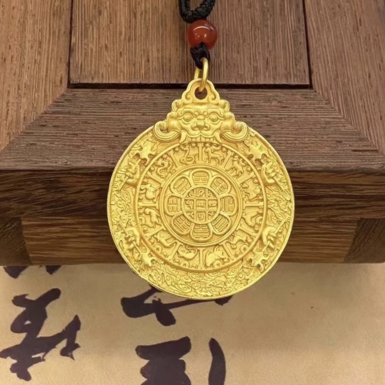 合金吊坠 合金吊坠 国潮古法十二生肖九宫八卦双面传承挂坠