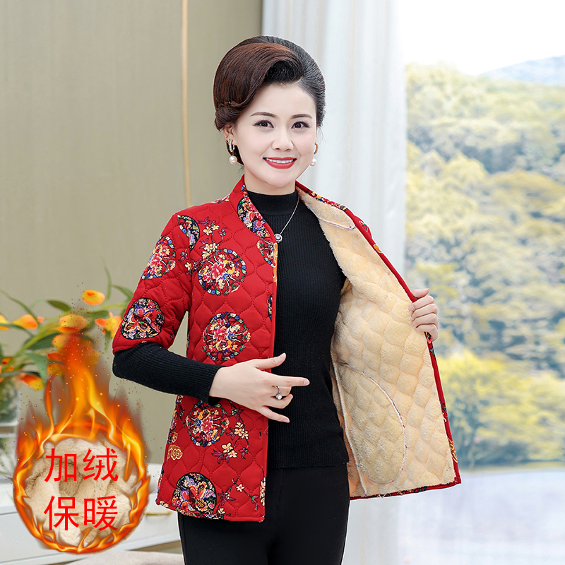 中老年女装加厚加绒马甲宽松妈妈冬装半袖棉衣老年人居家保暖上衣