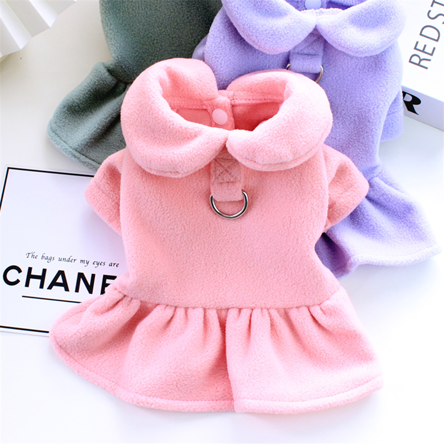 宠物秋冬款公主带牵引裙子泰迪比熊博美猫咪小型犬小狗狗衣服冬季