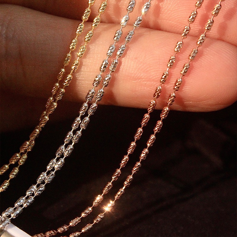 18K金星芒米粒链小钻风时尚轻奢  克重多退少补 多样性发货其一