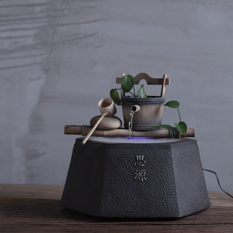 万仟堂流水器六合系列工艺品客厅摆件流水办公室摆件加湿器思源