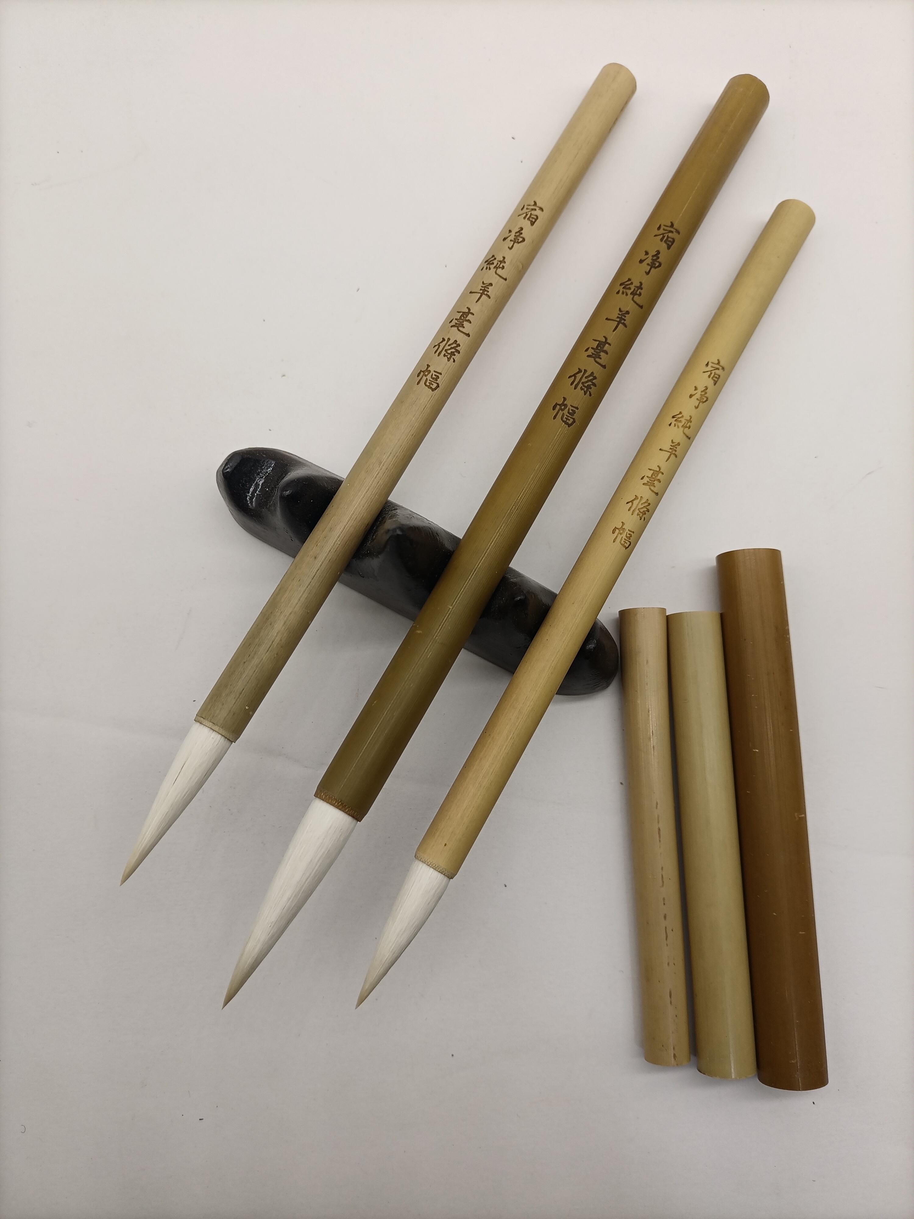 苍梧四宝堂特制老款带竹帽宿净纯羊毫毛笔条幅湖笔鸡毫笔